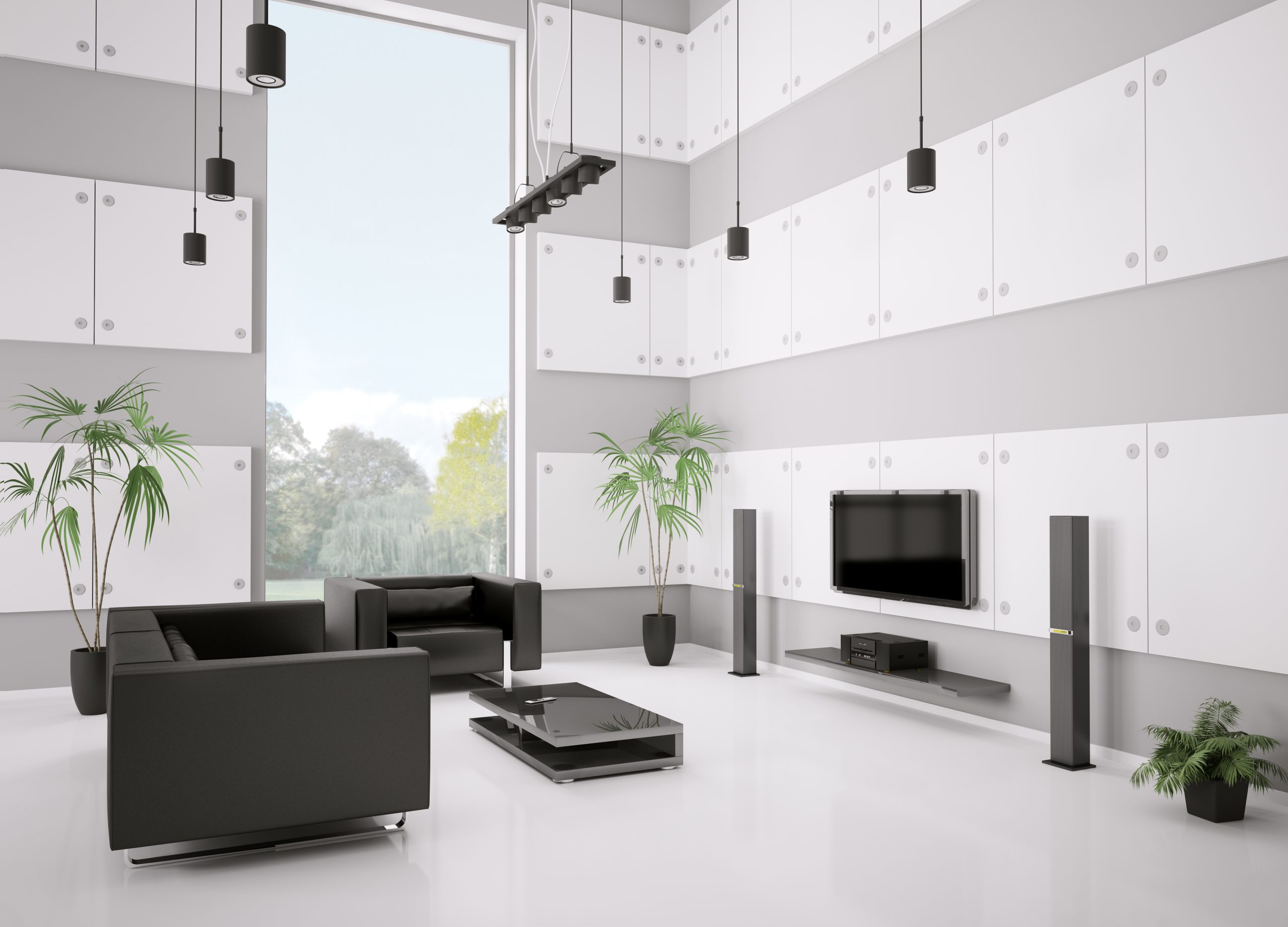 Living room interior 3d render