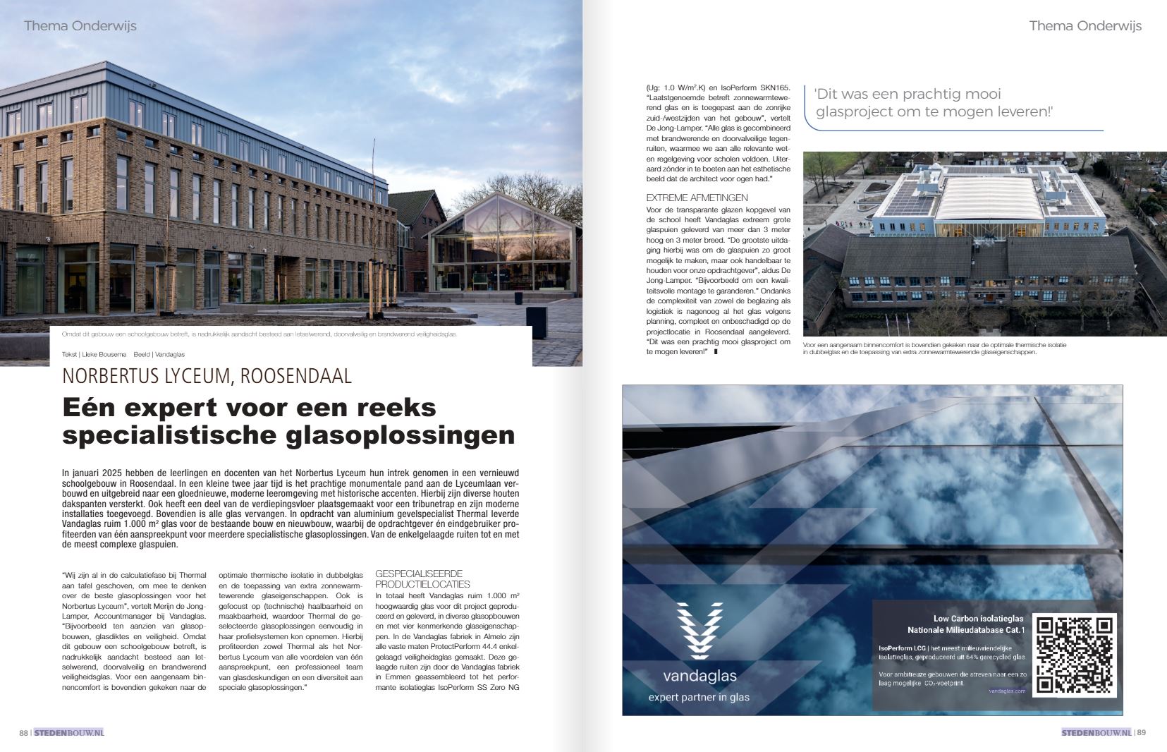 Vandaglas bv - Norbertus Lyceum - Stedenbouw Magazine